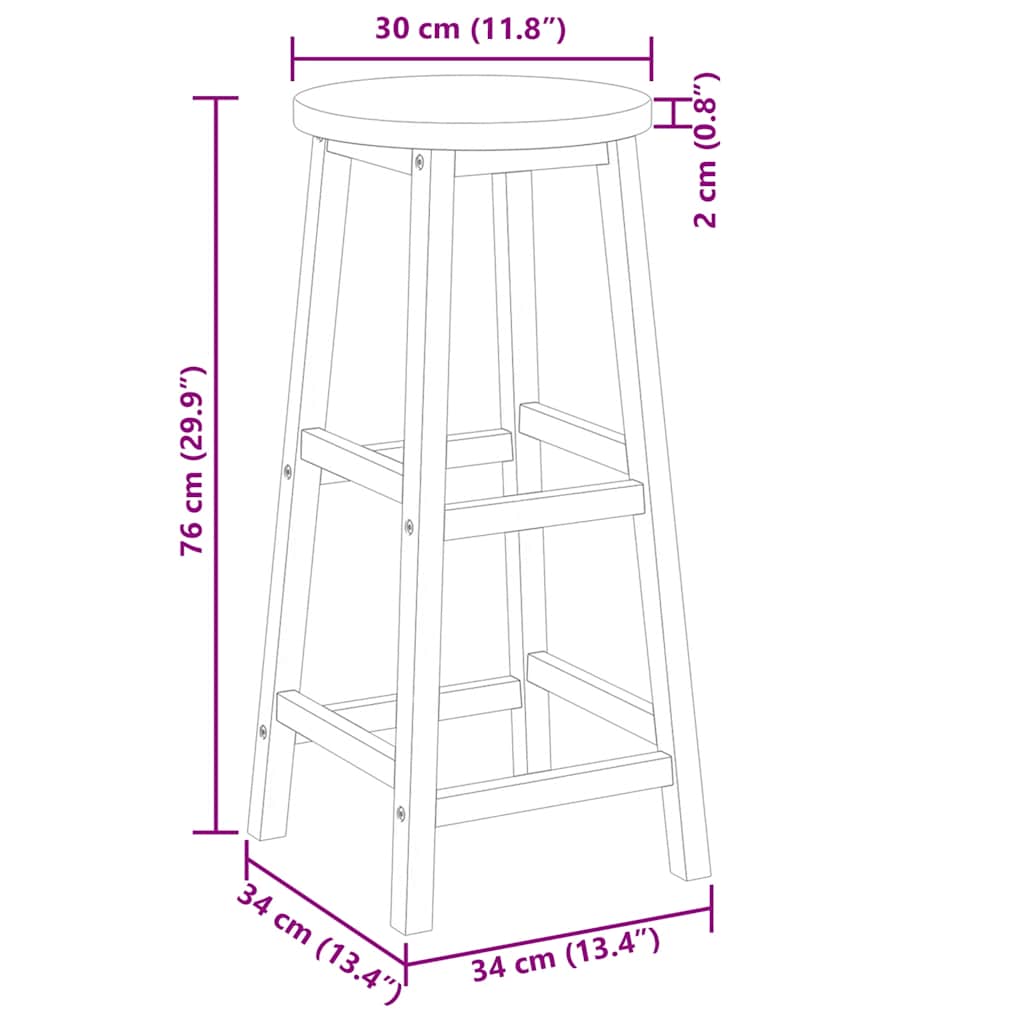 Taburetes de cocina 4 unidades madera maciza de acacia