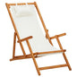 Solid eucalyptus wood and beige fabric folding beach chair