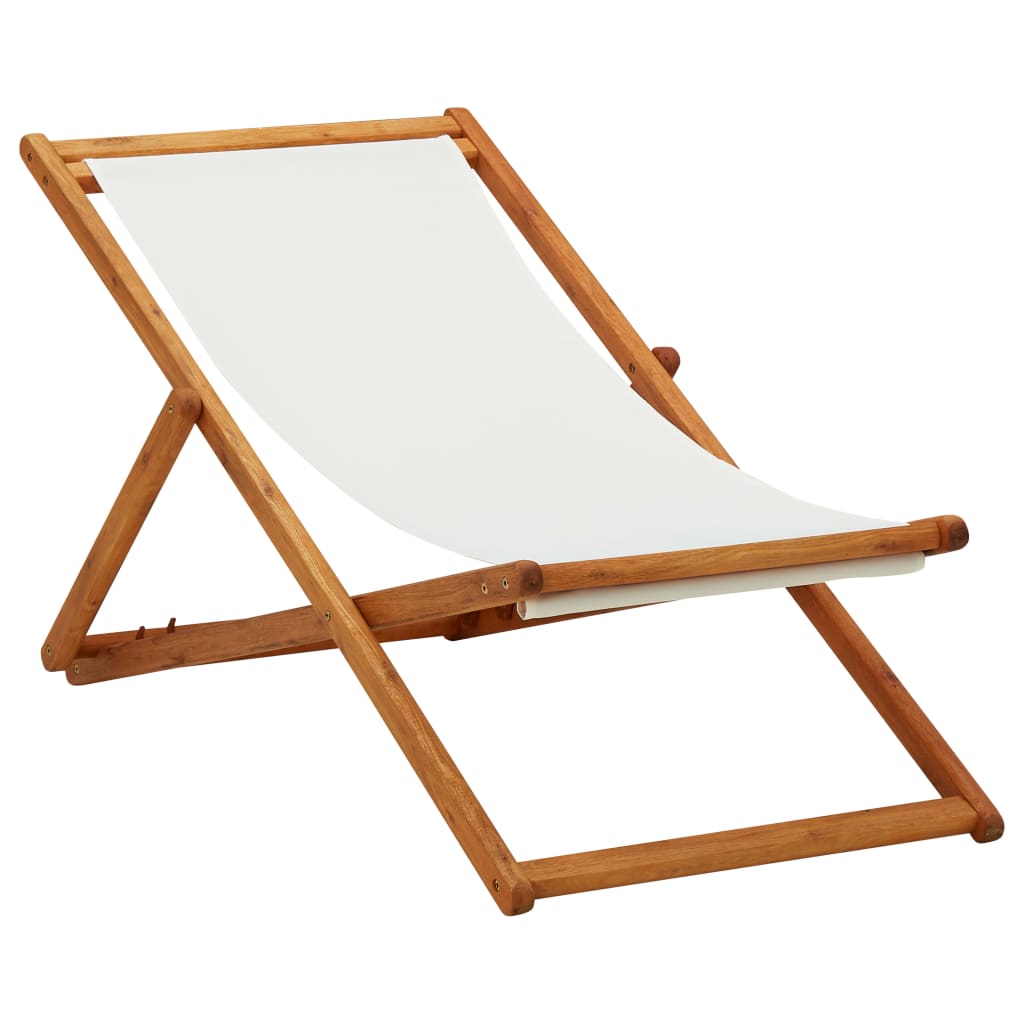 Silla de playa plegable madera de eucalipto y tela negra
