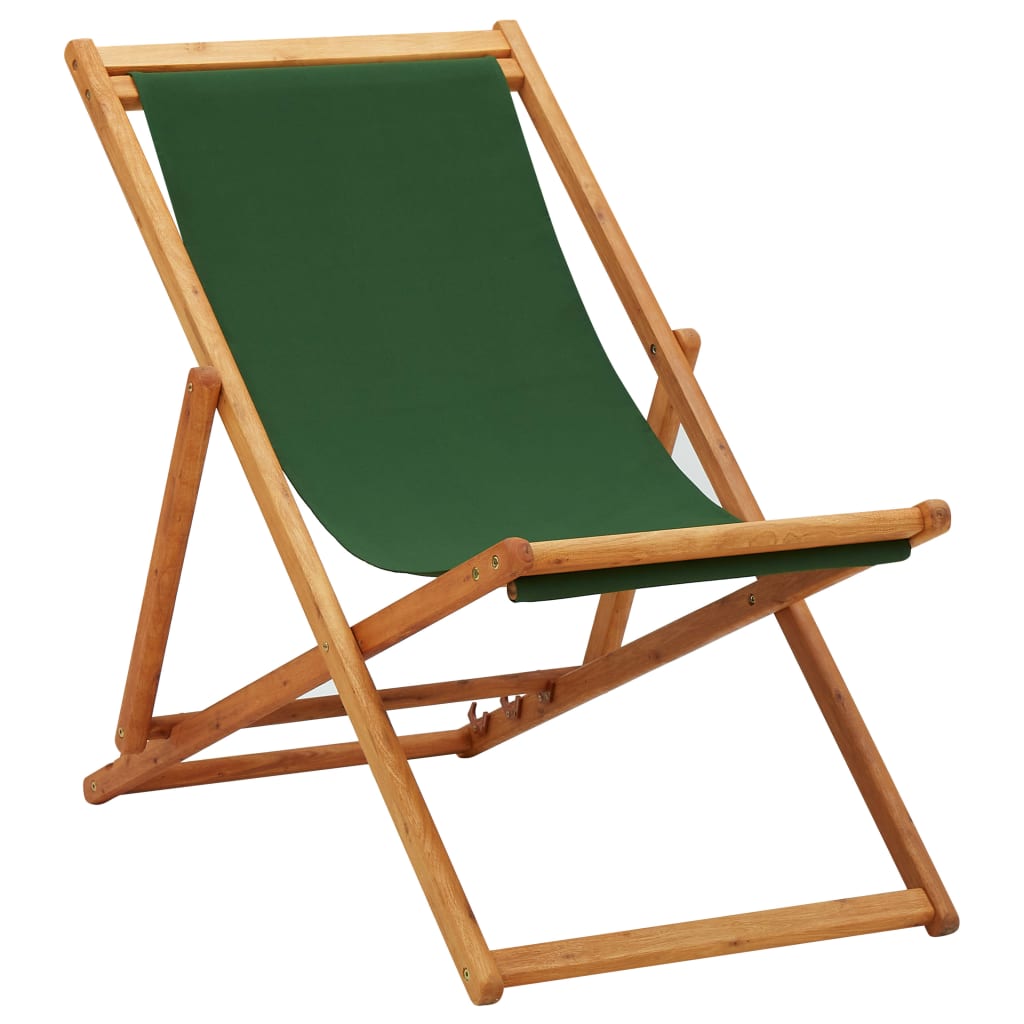 Silla de playa plegable madera de eucalipto y tela negra