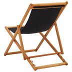 Silla de playa plegable madera de eucalipto y tela negra