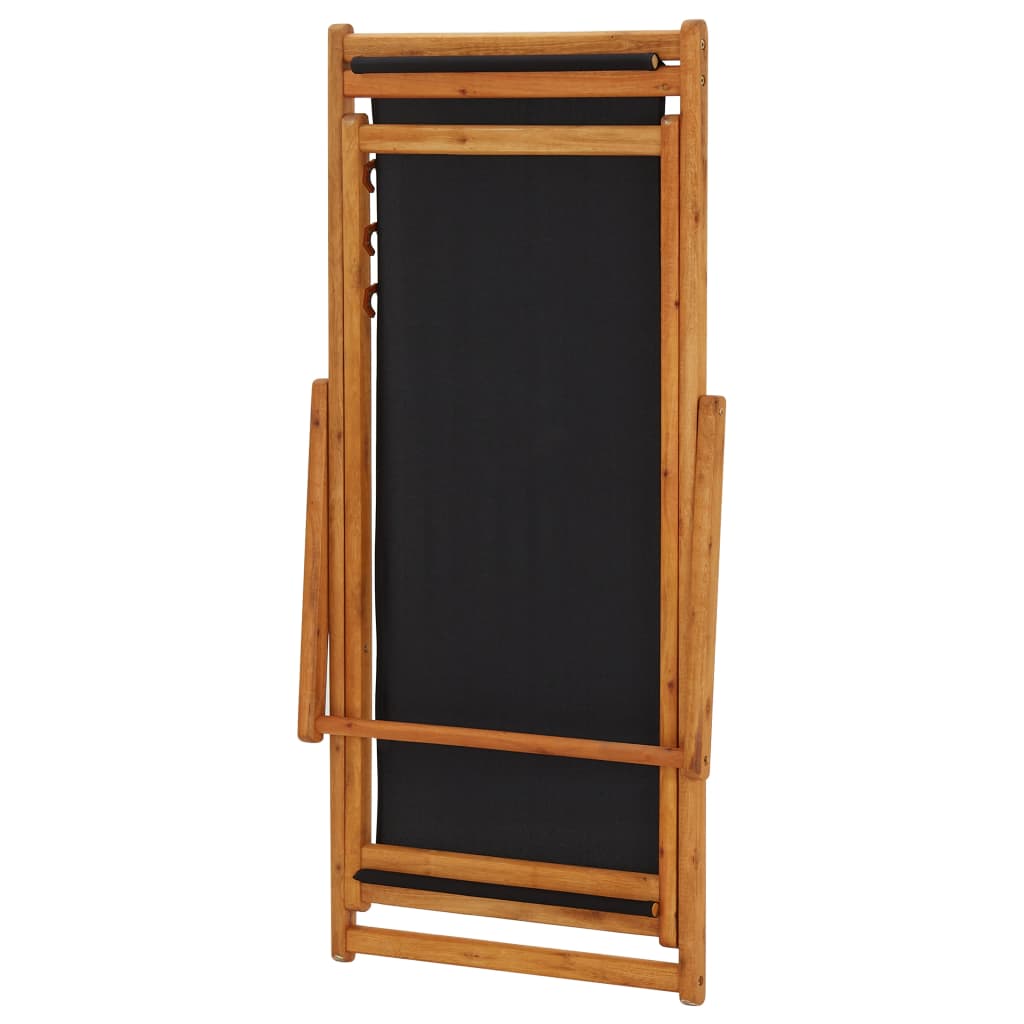 Silla de playa plegable madera de eucalipto y tela negra