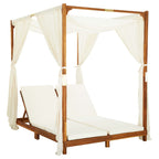 Tumbona doble con cortinas y cojines madera maciza de acacia
