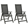 Sillas plegables de jardín 2 uds textileno aluminio negro