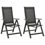 Sillas plegables de jardín 2 uds textileno aluminio negro