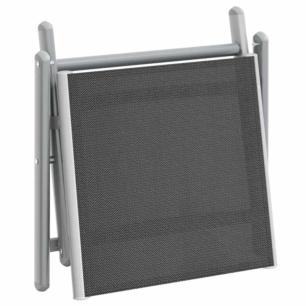 Reposapiés plegable textilene y aluminio negro y plateado