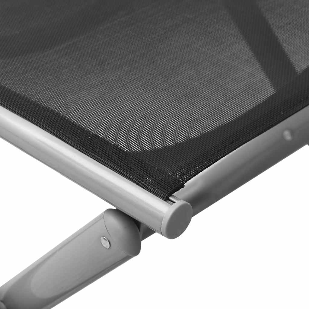 Reposapiés plegable textilene y aluminio negro y plateado