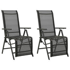 Silla de jardín reclinables 2 uds textileno aluminio negro