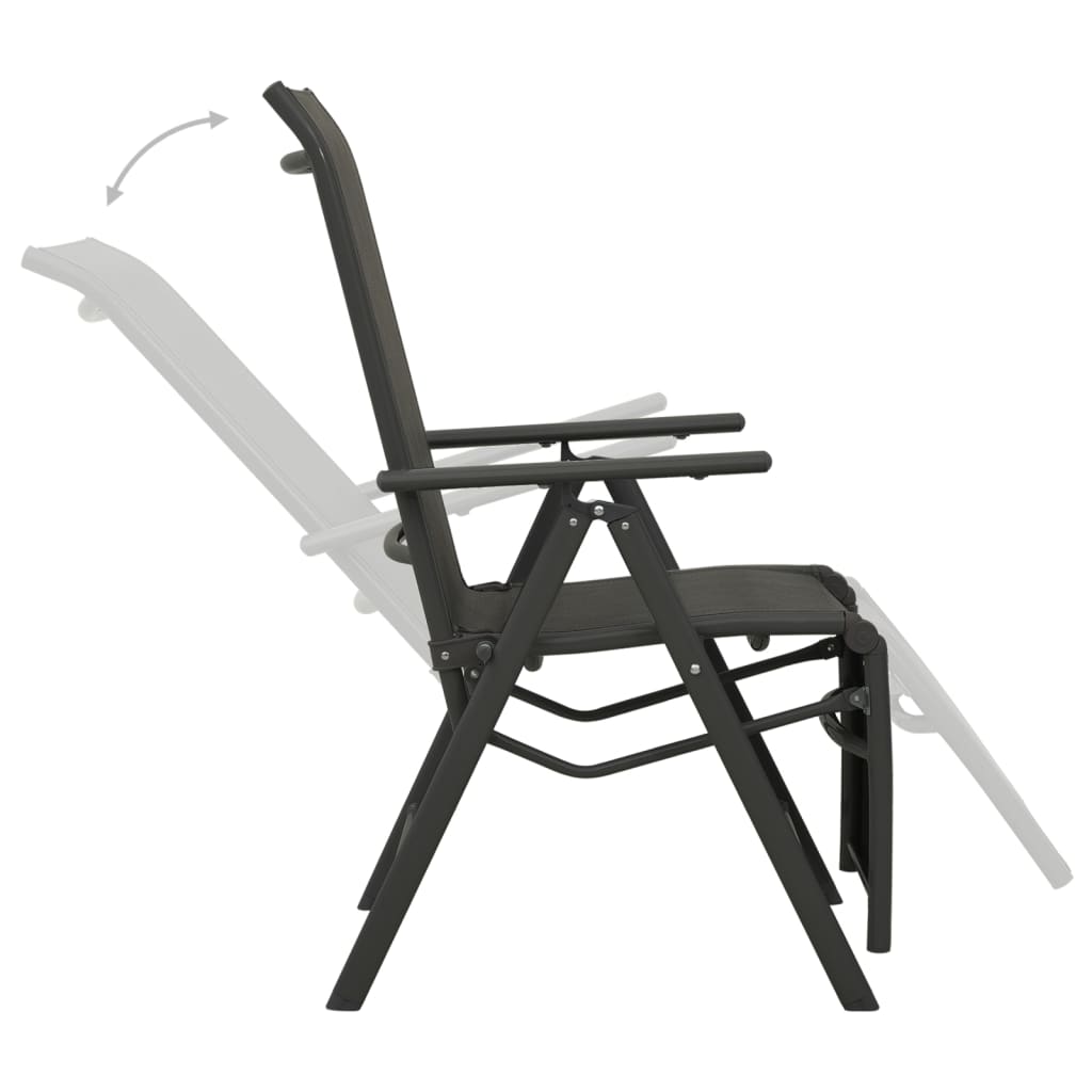 Silla de jardín reclinables 2 uds textileno aluminio negro