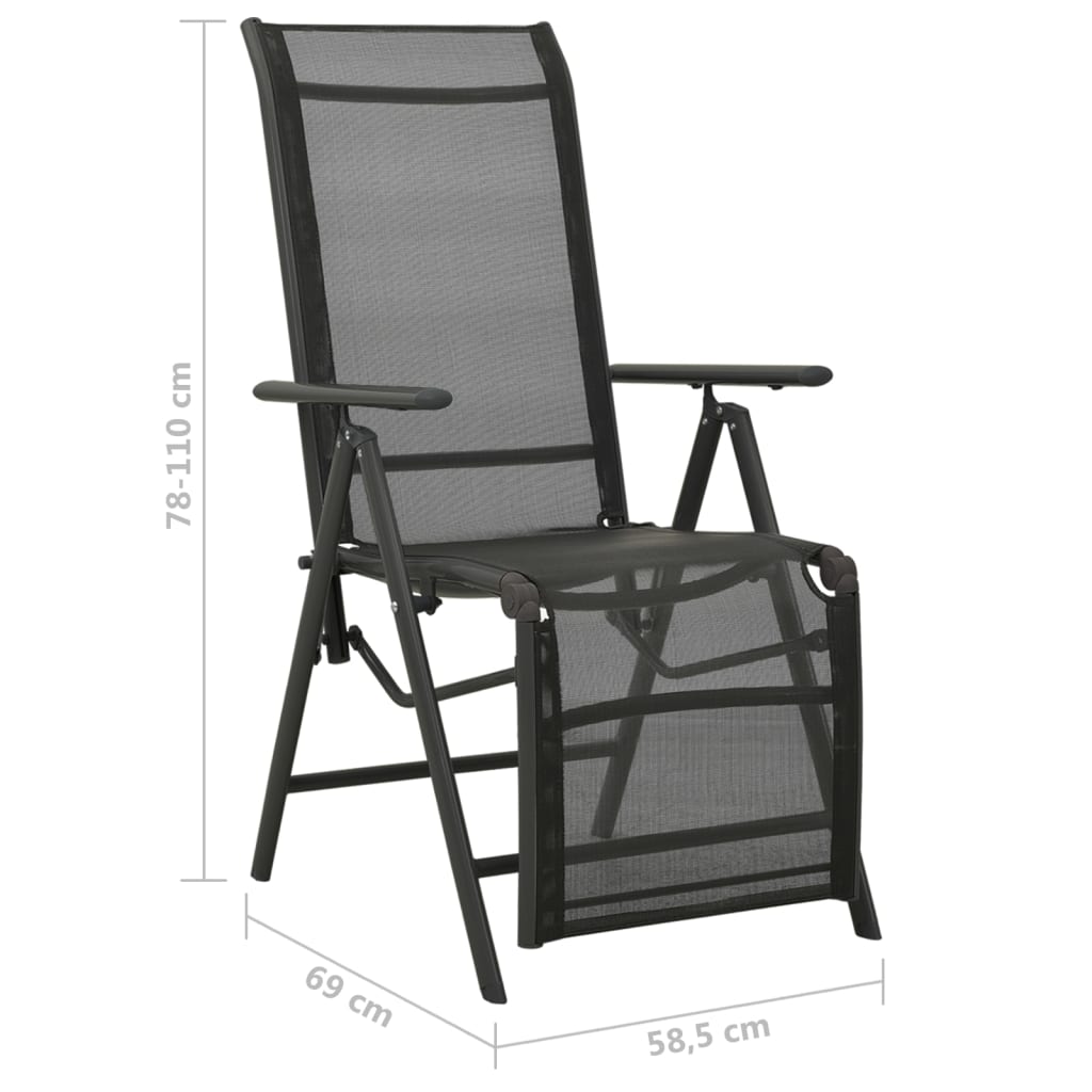 Silla de jardín reclinables 2 uds textileno aluminio negro