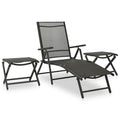 Set de muebles de jardín 3 piezas textilene aluminio negro