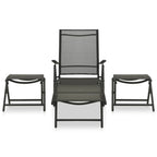 Set de muebles de jardín 3 piezas textilene aluminio negro