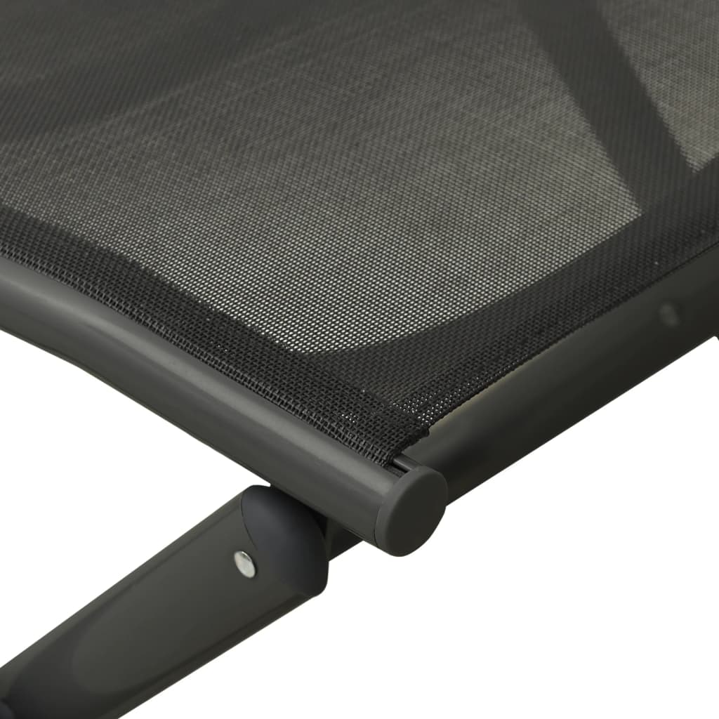 Set de muebles de jardín 3 piezas textilene aluminio negro
