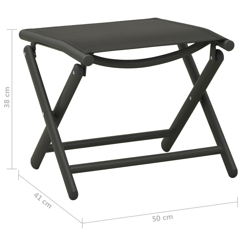Set de muebles de jardín 3 piezas textilene aluminio negro