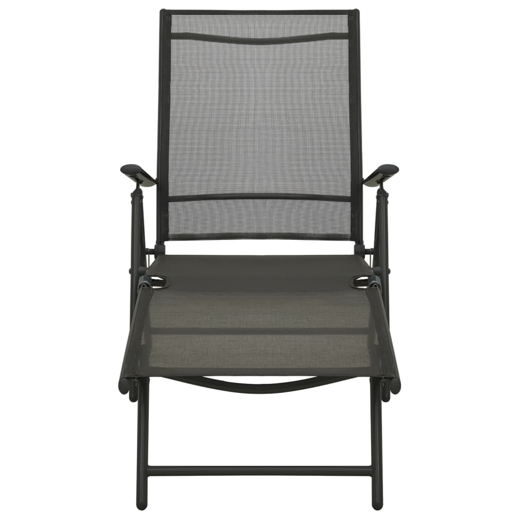Set de muebles de jardín 3 piezas textilene aluminio negro