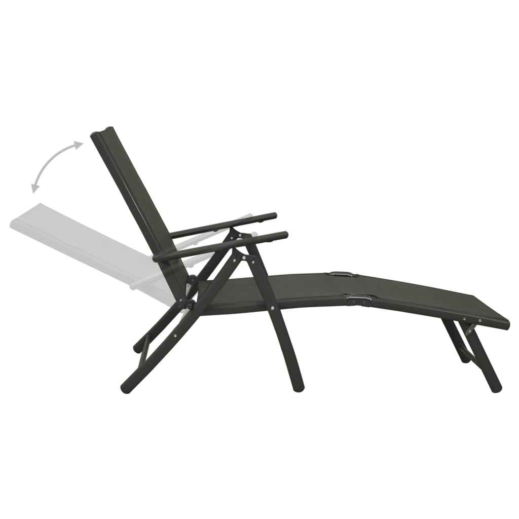 Set de muebles de jardín 3 piezas textilene aluminio negro