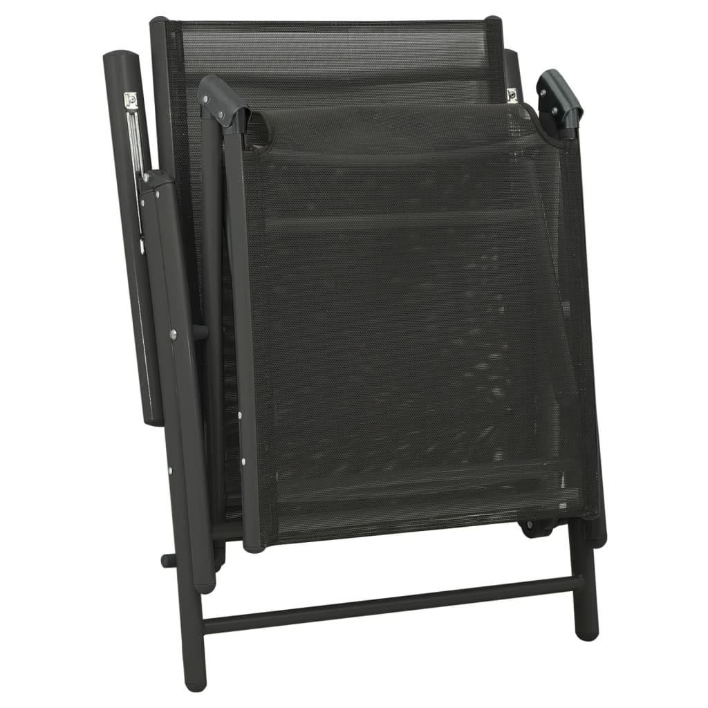 Set de muebles de jardín 3 piezas textilene aluminio negro