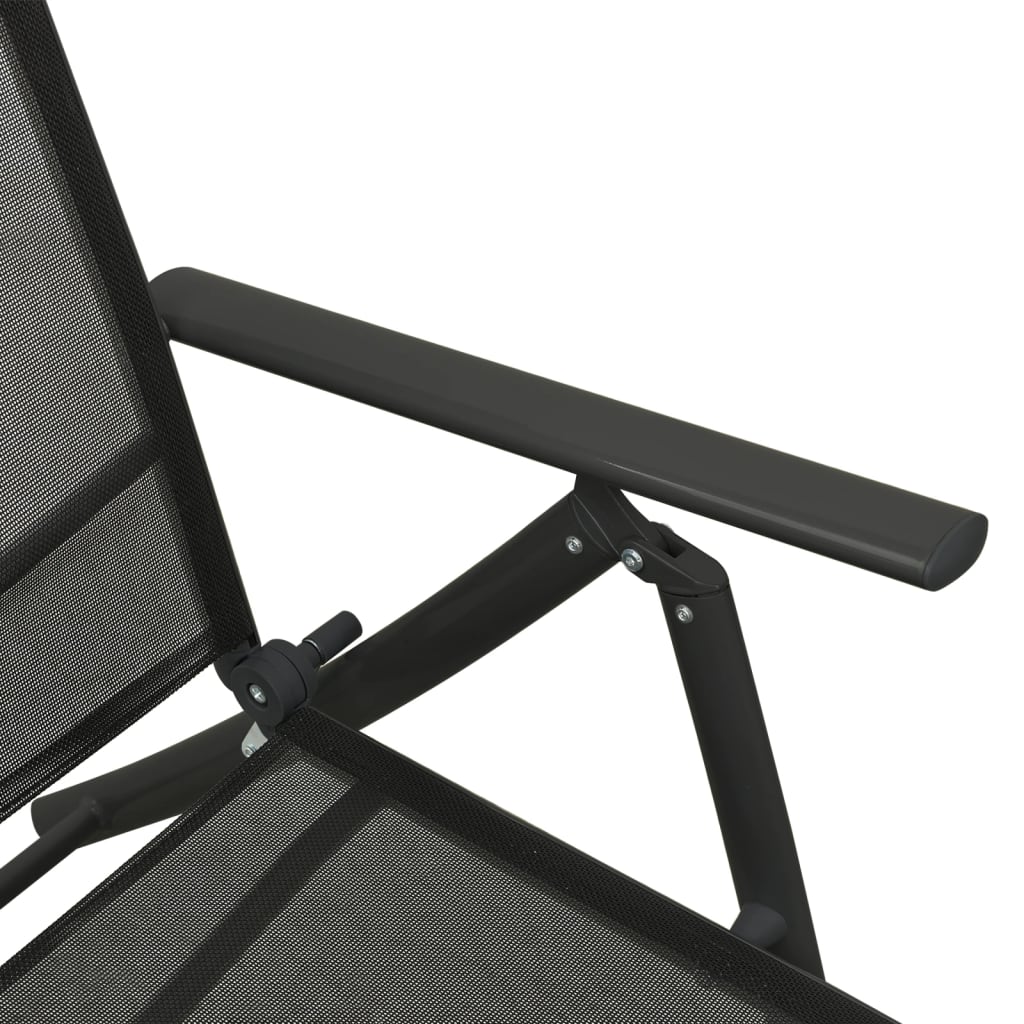 Set de muebles de jardín 3 piezas textilene aluminio negro