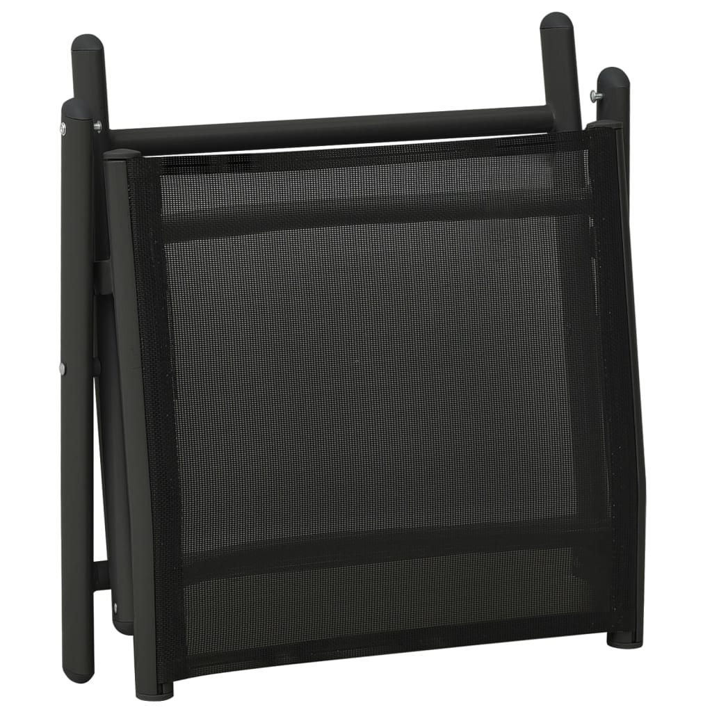 Set de muebles de jardín 3 piezas textilene aluminio negro
