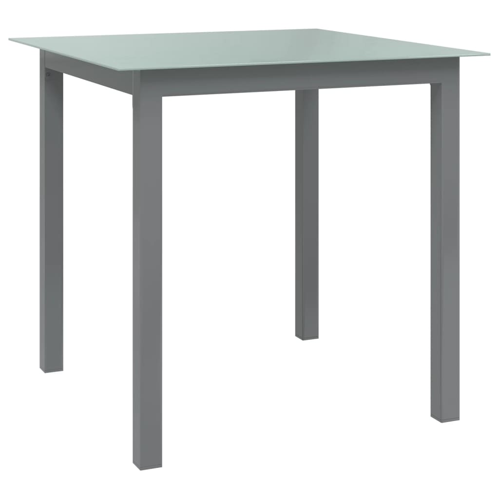 Light grey aluminium and glass garden table 150x90x74 cm