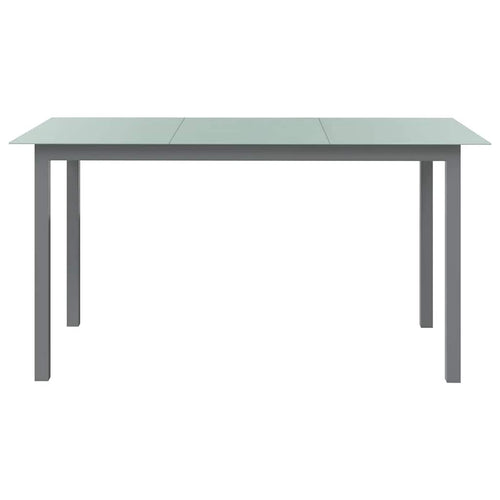 Light grey aluminium and glass garden table 150x90x74 cm