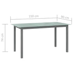 Mesa de jardín de aluminio y vidrio gris claro 150x90x74 cm