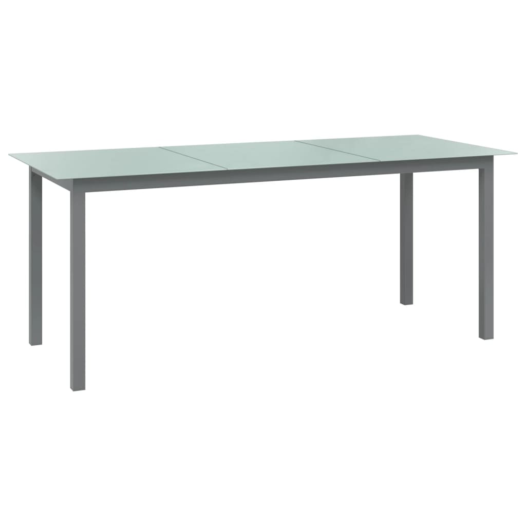 Light grey aluminium and glass garden table 150x90x74 cm