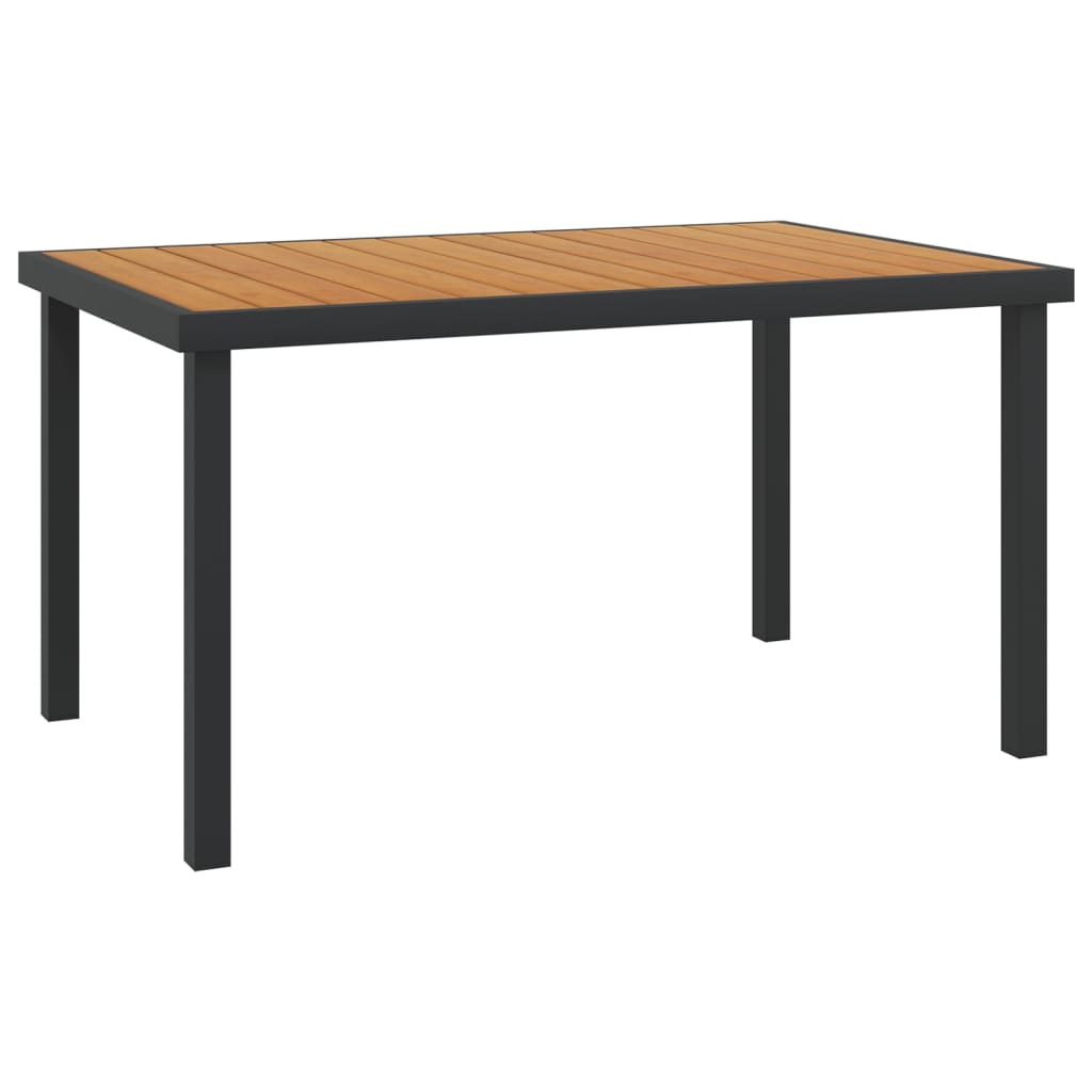 Mesa de jardín de aluminio y WPC marrón 140x90x74 cm