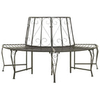 Banco para árbol de jardín semicircular acero 160 cm