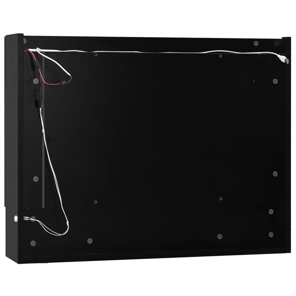 Armario de baño con espejo negro 80x15x60 cm