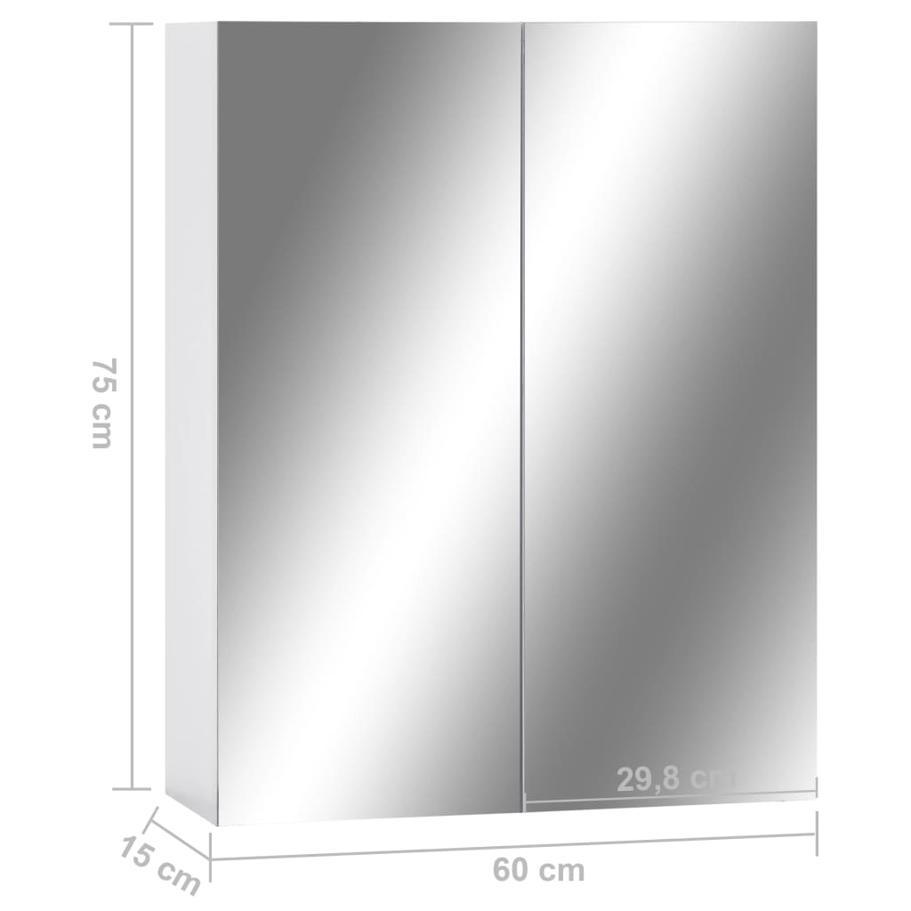 323607 Bathroom Mirror Cabinet White 60x15x75 cm MDF