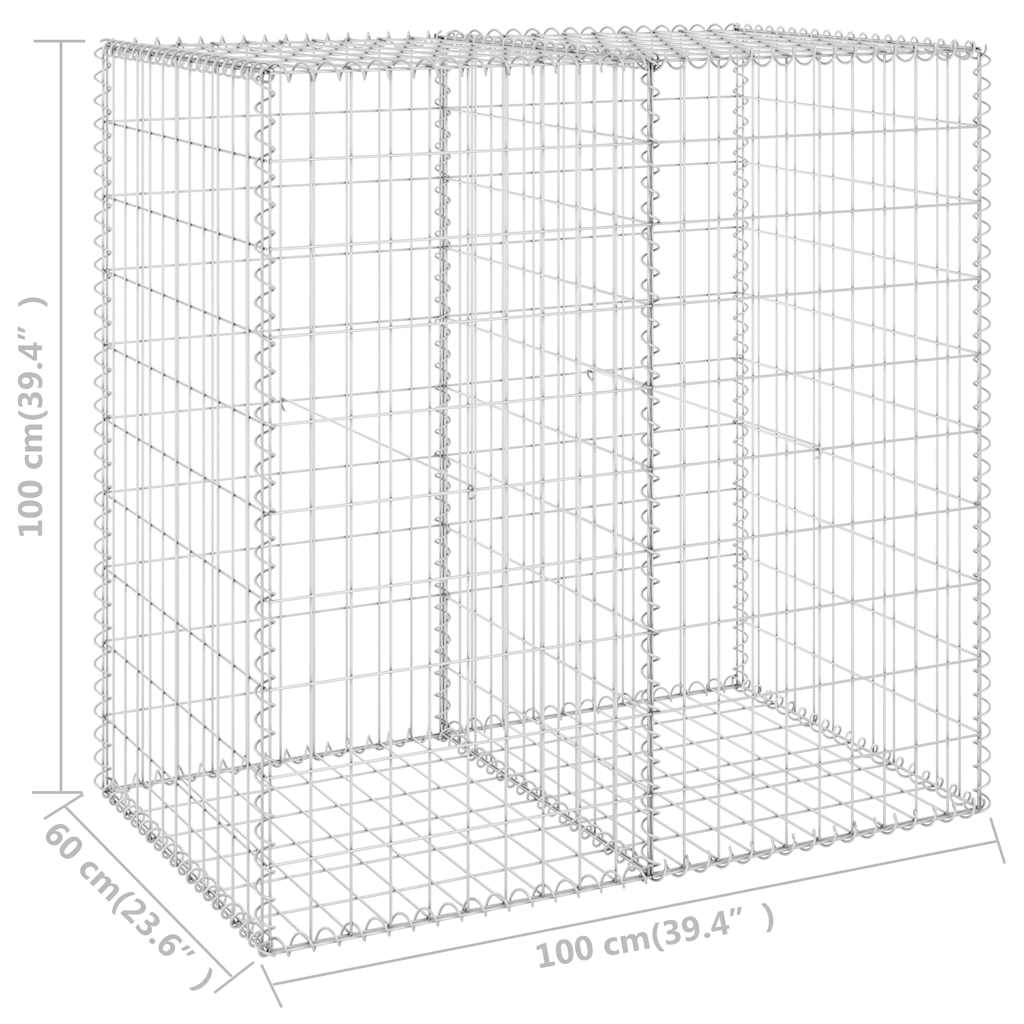 Muro de gaviones con cubiertas acero galvanizado 100x60x100 cm