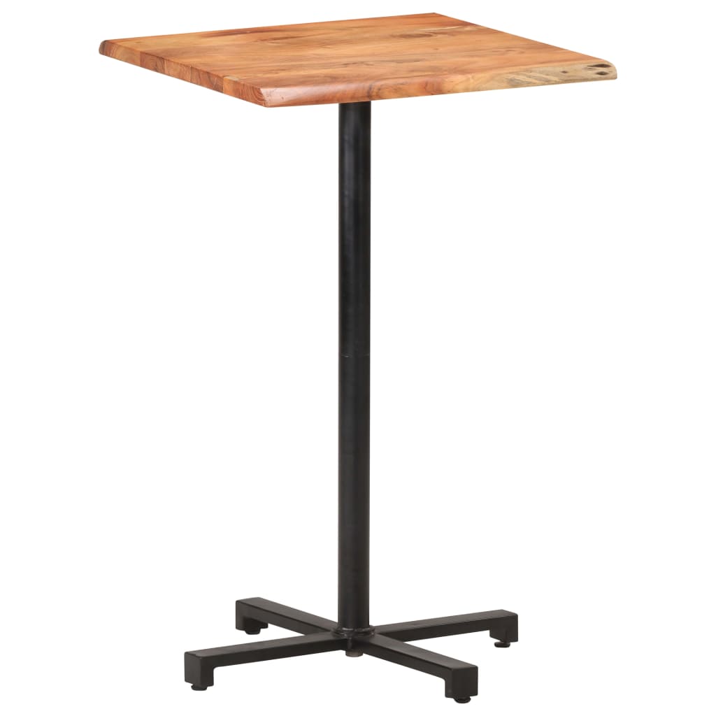 Mesa alta de bar borde natural madera maciza acacia 60x60x110cm