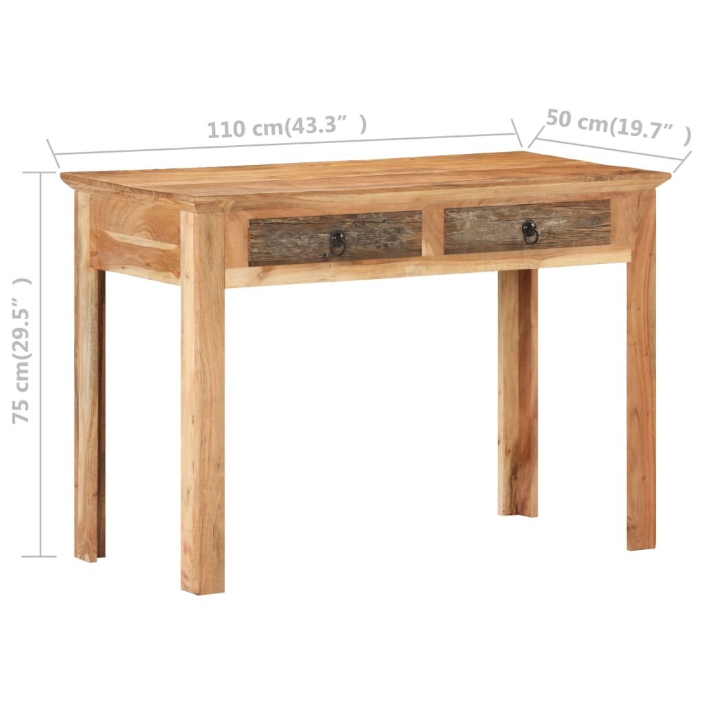 Escritorio de madera maciza reciclada 110x50x75 cm