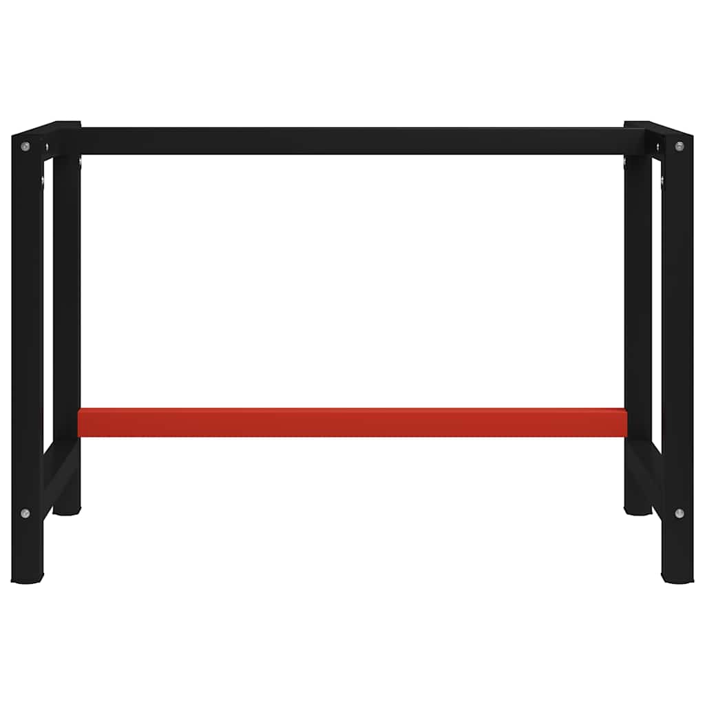 Estructura de banco de trabajo metal negro y rojo 120x57x79 cm
