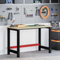 Estructura de banco de trabajo metal negro y rojo 120x57x79 cm