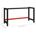 Banco de trabajo estructura metal negro y rojo 150x57x79 cm