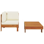 Muebles de jardín 2 pzas cojines blanco crema madera de acacia