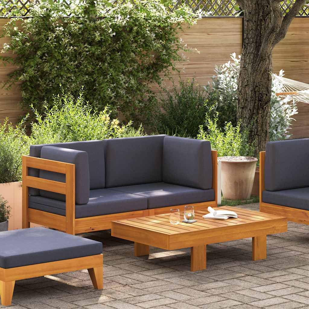 Garden furniture 2 pcs cream white cushions acacia wood