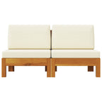 Sofá central 2 piezas cojines blanco crema madera de acacia