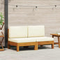 2-piece center sofa cushions cream white acacia wood