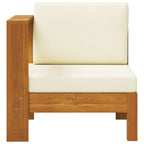 Sofá central con 1 reposabrazos madera acacia blanca crema