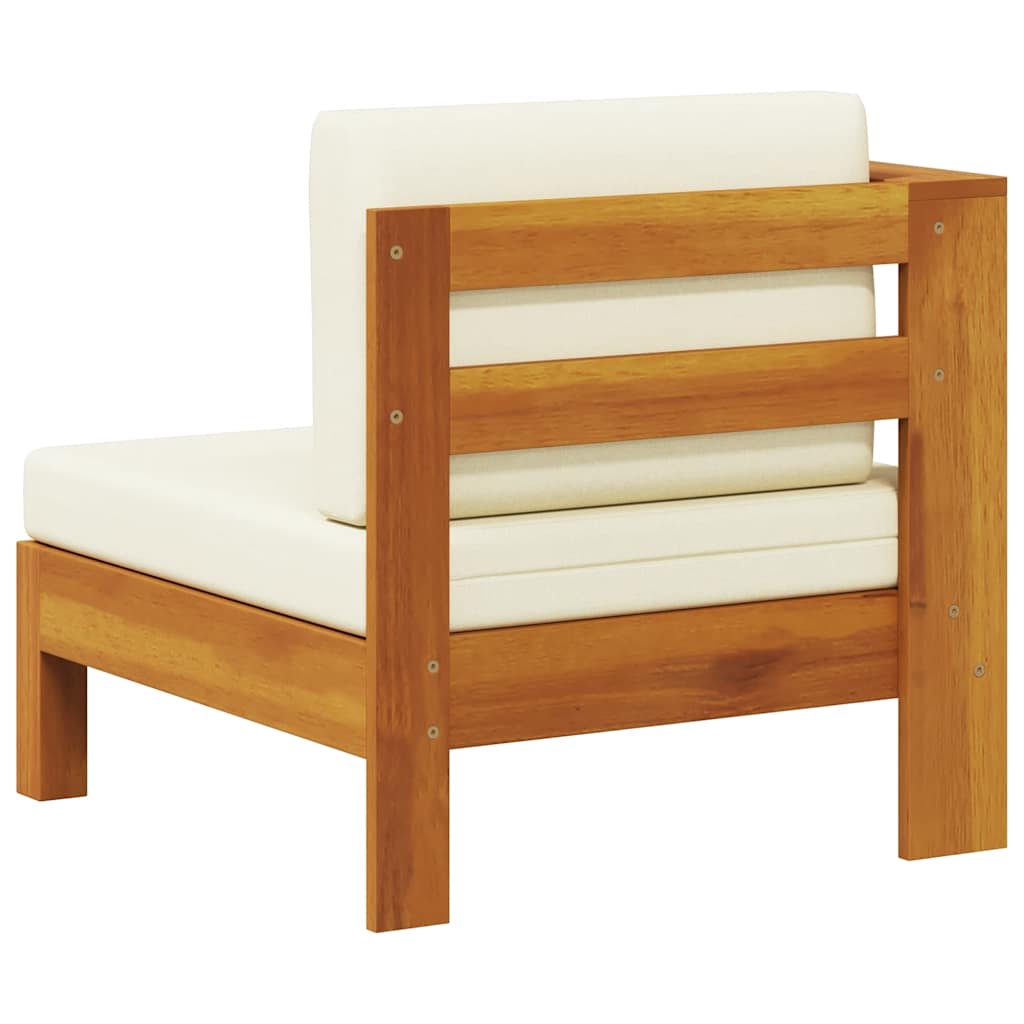 Sofá central con 1 reposabrazos madera acacia blanca crema