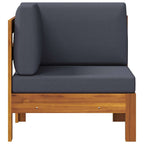 Sofá de esquina madera maciza de acacia con cojines gris oscuro