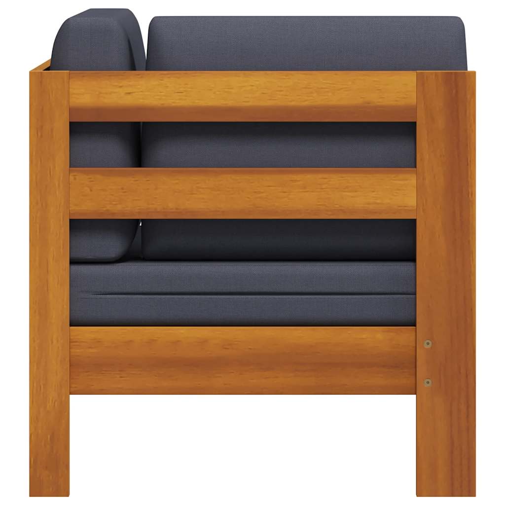 Sofá de esquina madera maciza de acacia con cojines gris oscuro