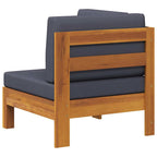 Sofá de esquina madera maciza de acacia con cojines gris oscuro