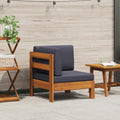 Sofá de esquina madera maciza de acacia con cojines gris oscuro