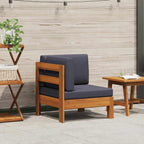 Sofá de esquina madera maciza de acacia con cojines gris oscuro