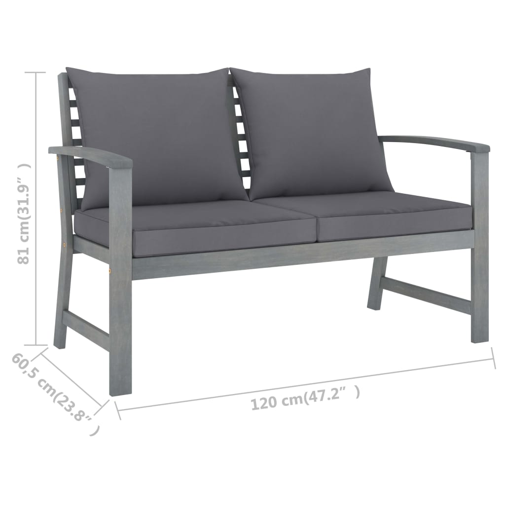 Juego muebles de jardín 4 piezas y cojines madera acacia maciza