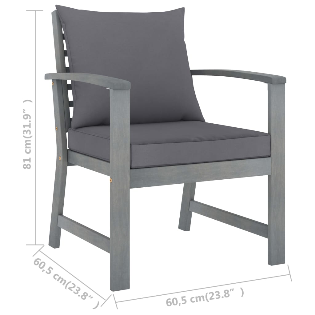 Juego muebles de jardín 4 piezas y cojines madera acacia maciza